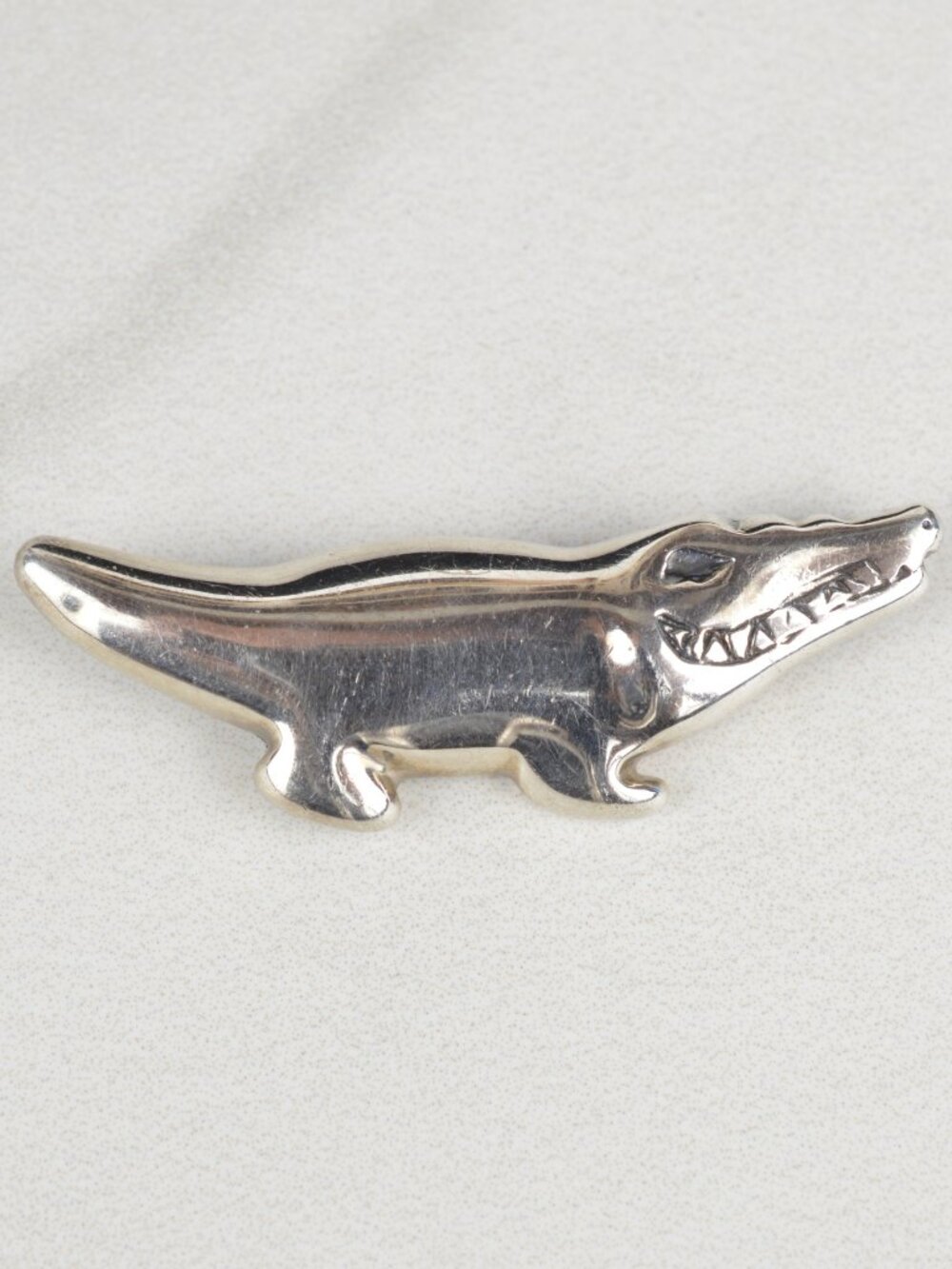 Vintage MP Signed Sterling Silver Alligator Slide Pendant 925 Gator 1.5" 4.7g